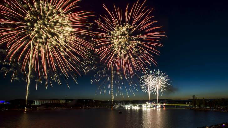 Australia Day fireworks at Regatta Point. Photo: Rohan Thomson