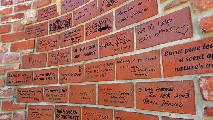 A close up of bricks from the memorial wall. Photo: Graham Tidy