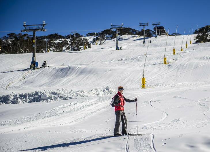 Josef Mach of the Hawkesbury District enjoys the early season snow at Perisher Blue. Photo: Rohan Thomson