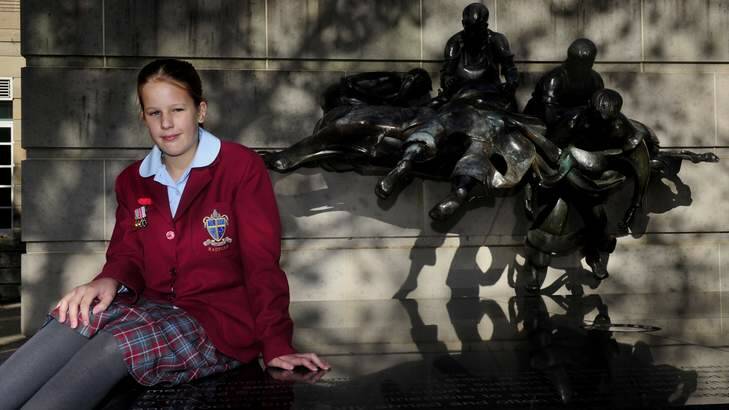 Emily Knight who spoke of her Great Grandfather Bernard Hindmarsh during  the the 2/3rd AHS Centaur 70th Anniversary ceremony at the Australian War Memorial. Photo: Melissa Adams