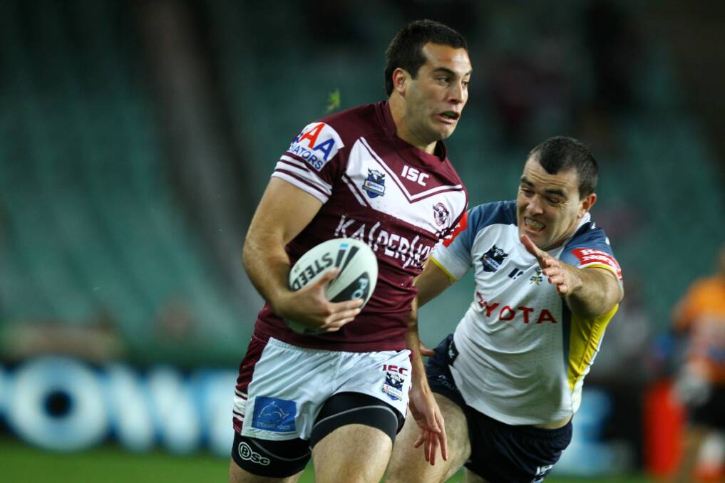Michael Oldfield playing for Manly. He is set to make his Raiders debut on Saturday. Photo: Brendan Esposito
