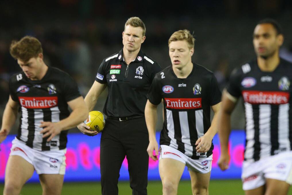 Nathan Buckley puts his charges through their paces. Photo: Getty Images