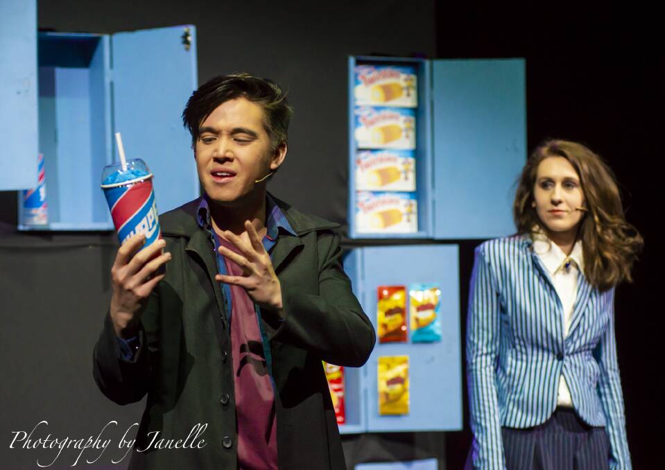 Will Huang ( J.D.), left,  and CAT Award winner Belle Nicol (Veronica Sawyer) in <i>Heathers the Musical</i>. Photo: Janelle McMenamin