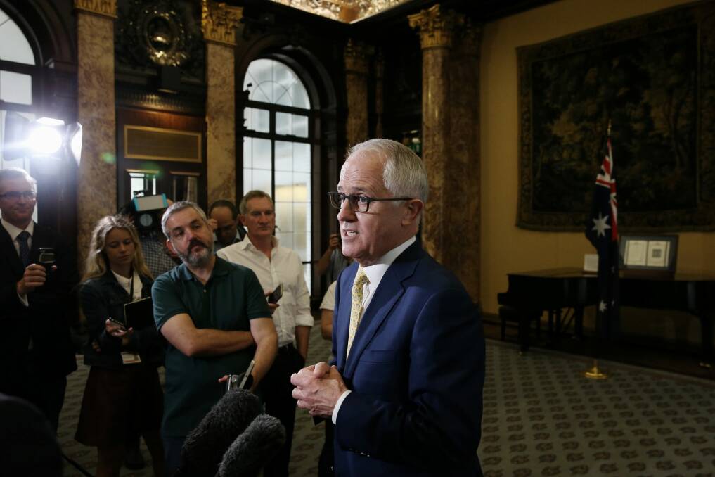 Prime Minister Malcolm Turnbull during a press conference at Australia House this month. Photo: Andrew Meares