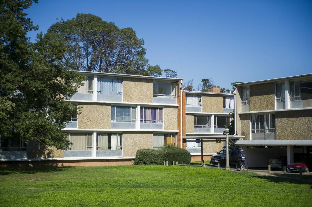 The soon-to-be demolished Northbourne Flats public housing precinct. The Liberals have announced they would broaden the public housing shared equity scheme to help tenants buy their homes. Photo: Rohan Thomson