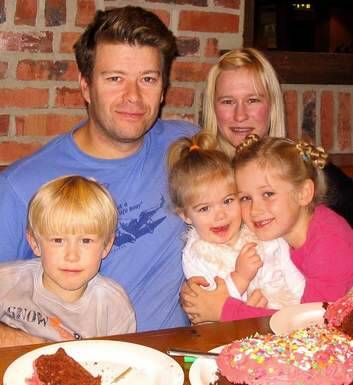 Paul and Kellie Pardoel in a family photo with their three children. Photo: Supplied