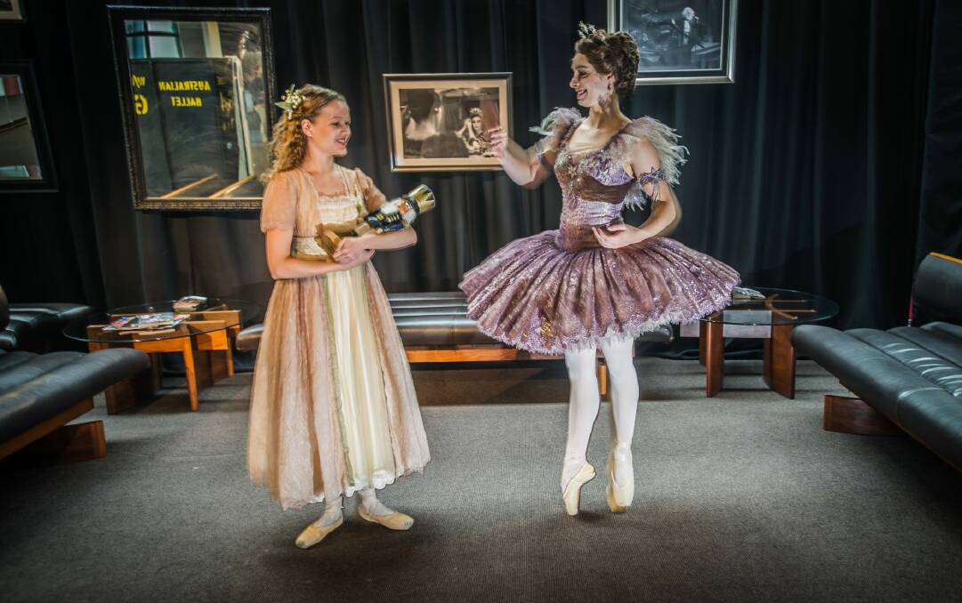 The Playhouse, Canberra Theatre Centre will host The  Australian Ballet's <i>Storytime Ballet: The Nutcracker</i>. Two o the dancers are Chantelle van der Hoek (in apricot) and Kelsey Stokes (in purple tutu).  Photo: Karleen Minney
