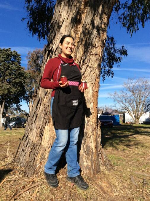 Stefanie Lekkas with apple and rhubarb jam at Canberra City Farm. Photo: Susan Parsons