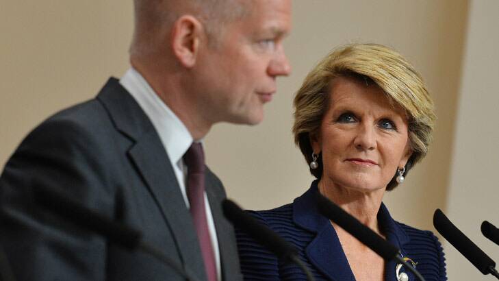 Foreign Minister Julie Bishop has not ruled out preventing Vladimir Putin from attending the G20 summit in Brisbane. Photo: AP