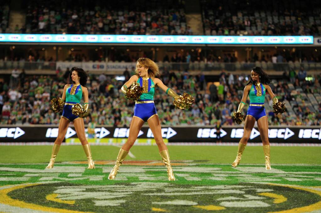 The Emeralds perform at a Raiders game in 2014. Photo: Melissa Adams