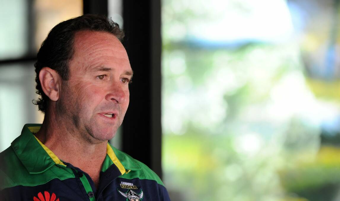 Juggling act: Raiders coach Ricky Stuart is yet to finalise his line-up for the Auckland Nines. Photo: Graham Tidy