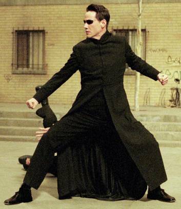 Man (Keanu Reeves) rages against the machine in 1999's The Matrix.