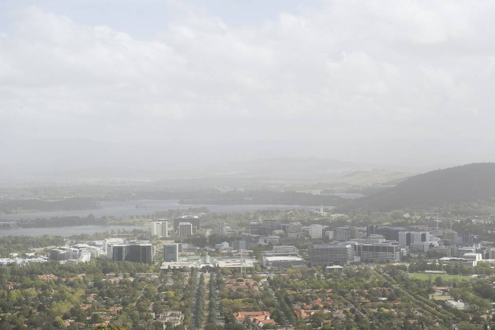 A dust storm covered the city last weekend in Canberra. Photo: Dion Georgopoulos