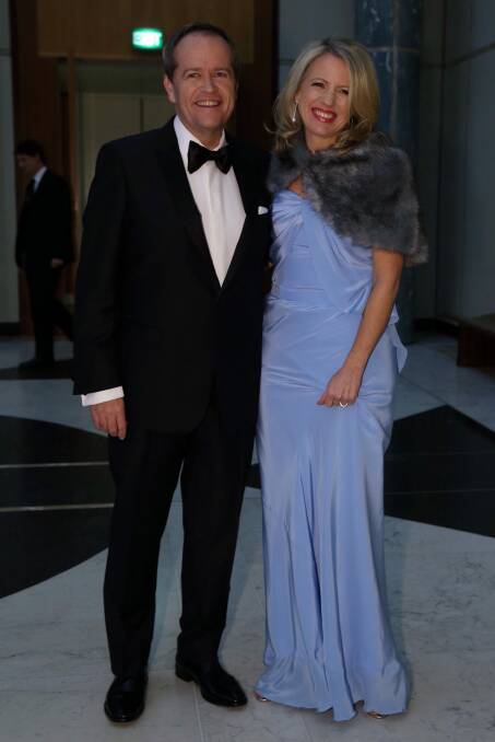 Dinner with Opposition Leader Bill Shorten, pictured with wife Chloe at last year's Midwinter Ball, claimed $10, 750.  Photo: Andrew Meares