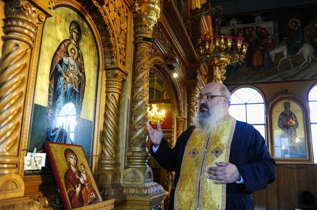 Father Petros Kipouros, at St Nicholas Church, says Greece has suffered for five years. Photo: Melissa Adams