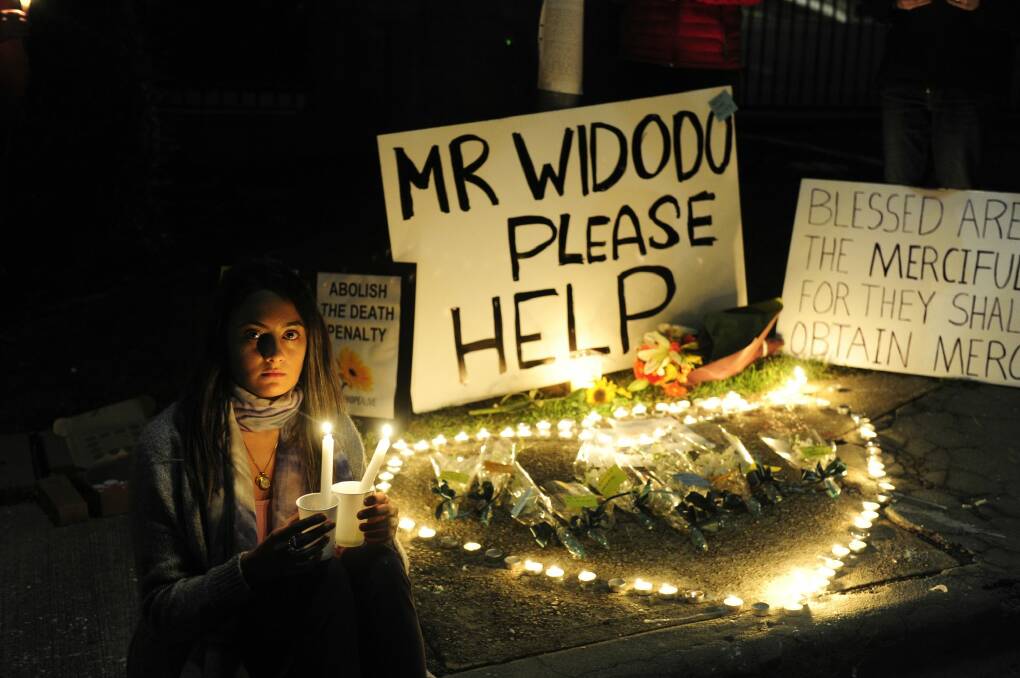  Rochelle Cooper of Downer is the co-ordinator of the candle light vigil that was held at the Embassy of Indonesia for Andrew Chan and Myuran Sukumaran.  Photo: Melissa Adams