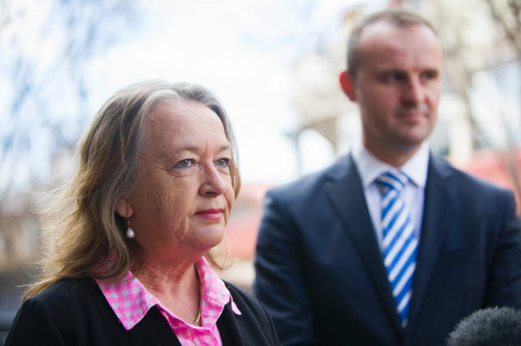 Emergency Services Minister
Joy Burch with Chief Minister Andrew Barr Photo: Rohan Thomson