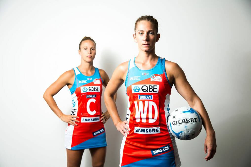 New leaders: Abby McCulloch (front) will captain the NSW Swifts this season with Paige Hadley as her deputy. Photo: Jessica Hromas