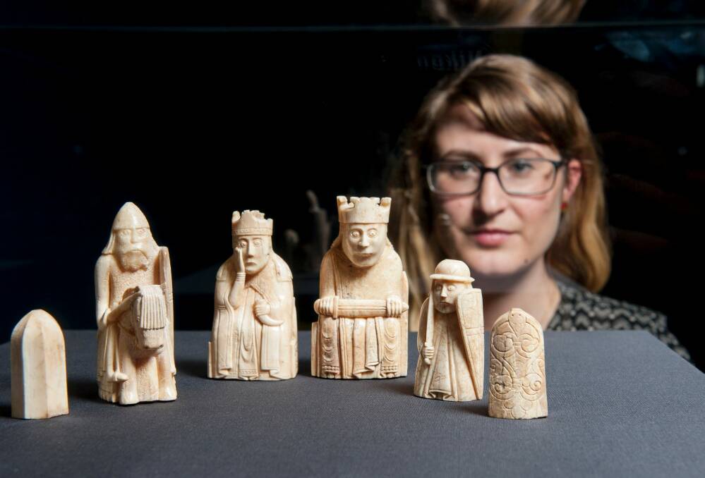 British Museum creator Belinda Crerar with the Lewis Chessmen, found unexpectedly on a beach on the Isle of Lewis in Scotland in 1831. They found fresh fame after their inclusion in the 2001 film adaptation of Harry Potter and the Philosopher's Stone. Photo: Elesa Kurtz