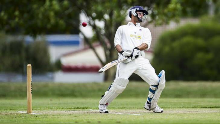 Queanbeyan's Vish Thakur avoids a bouncer against Wests at Freebody Oval. Photo: Rohan Thomson