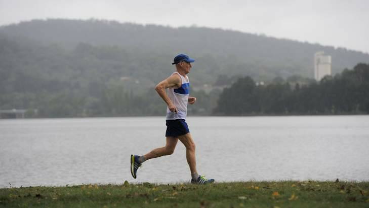 HOT TO TROT: Bernie Millett, 72, trains for his 30th Canberra Marathon. No longer striving for a personal best, his focus now is survival. Photo: Graham Tidy 