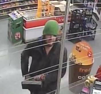 A photo still of CCTV footage showing the suspect. Police are urging anyone who can identify the man to contact Crime Stoppers. Photo: Supplied