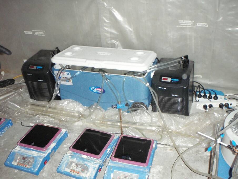 The equipment police found at an illicit drug lab in Hume. Photo: ACT Policing