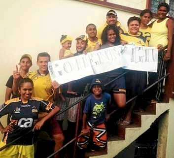 ACT Brumbies player Henry Speight's family in Fiji. They watch the games every week, regardless of time.