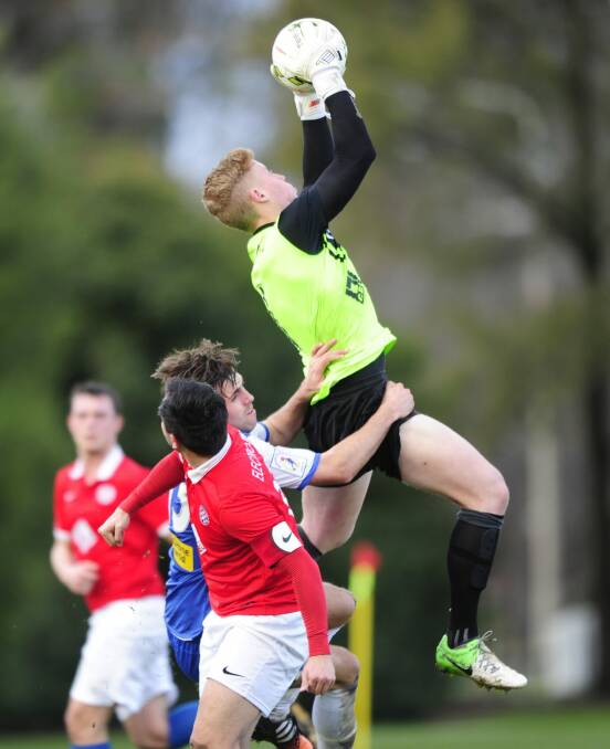 Canberra FC goalkeeper Sam Brown is one of 18 players named in the inaugural CU Academy squad. Photo: Melissa Adams