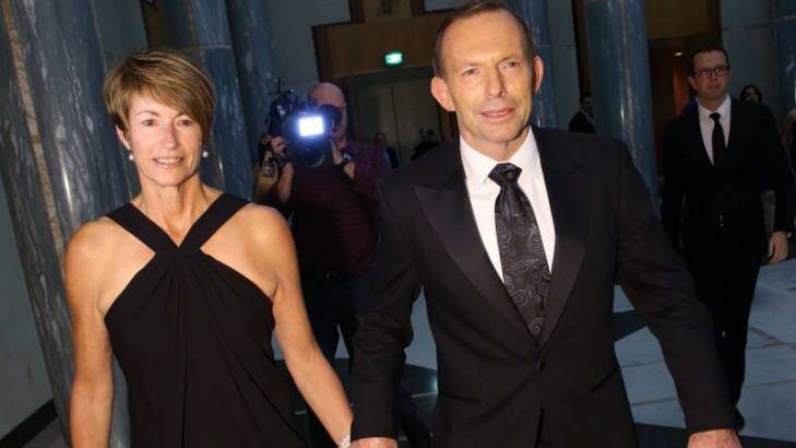 Prime Minister Tony Abbott and his wife Margie at the Midwinter Ball. Photo: Andrew Meares