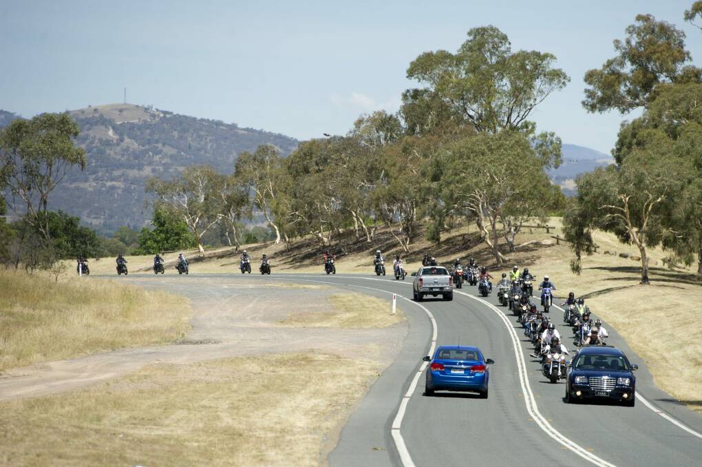 The 50-strong funeral procession travelled from Gowrie to Mitchell. Photo: Jay Cronan