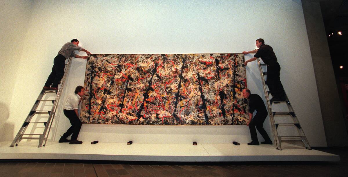 Jackson Pollock's <i>Blue Poles</i> at the National Gallery.  Photo: Dean McNicholl