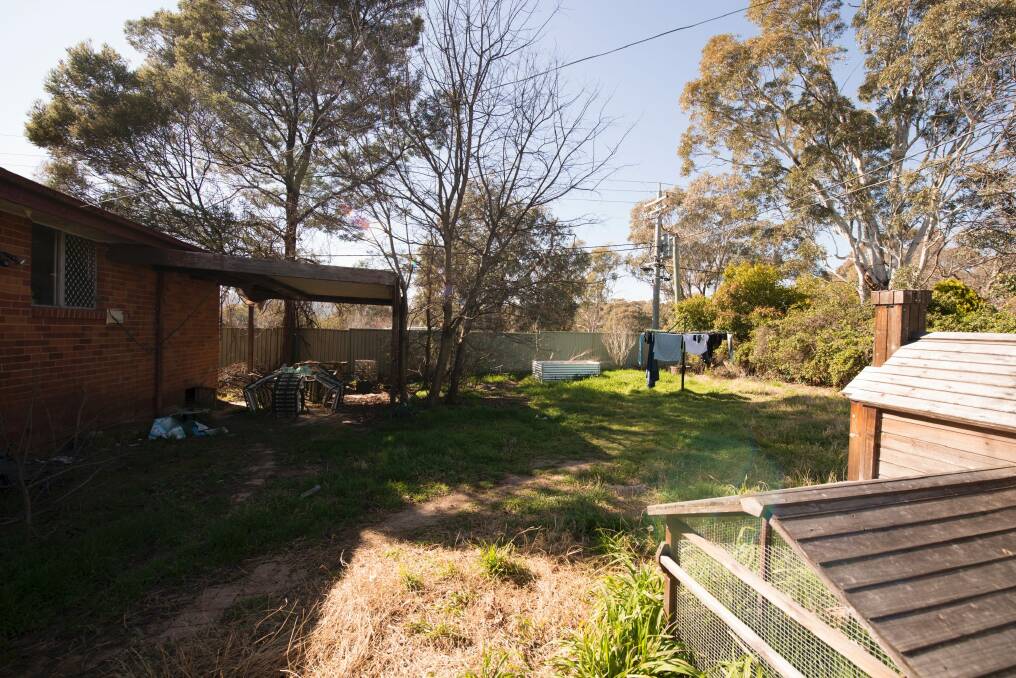 The before photos of Sharon Wood's backyard which was recently transformed in a makeover. Photo: PAUL HOAD