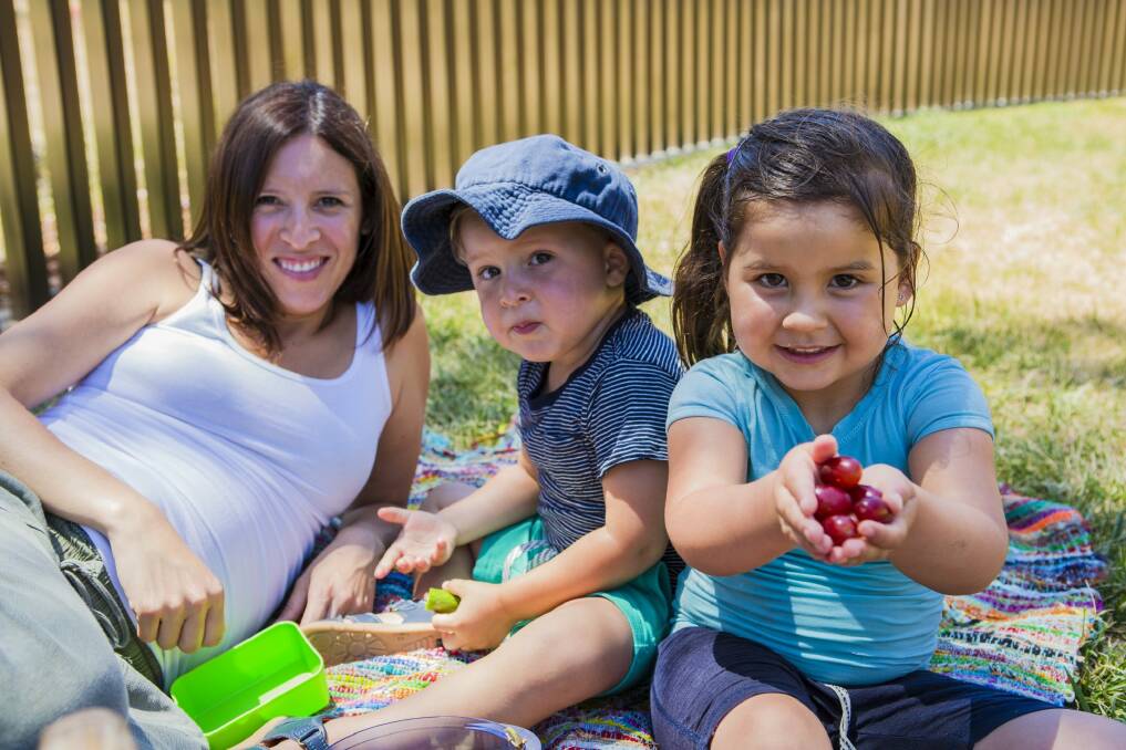 Maria Jofre with her son Jack Boekel, 3, and niece Sofia Purcell, 4. Photo: Jamila Toderas