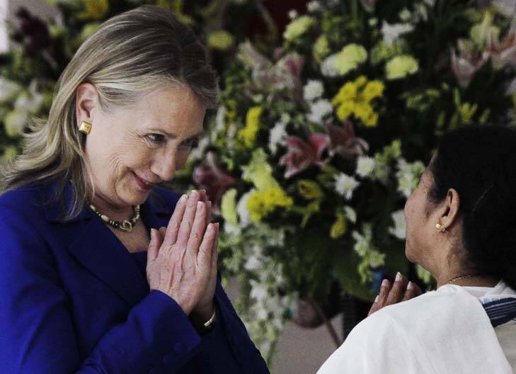 Tough talk ... Hillary Clinton in West Bengal. Photo: AP