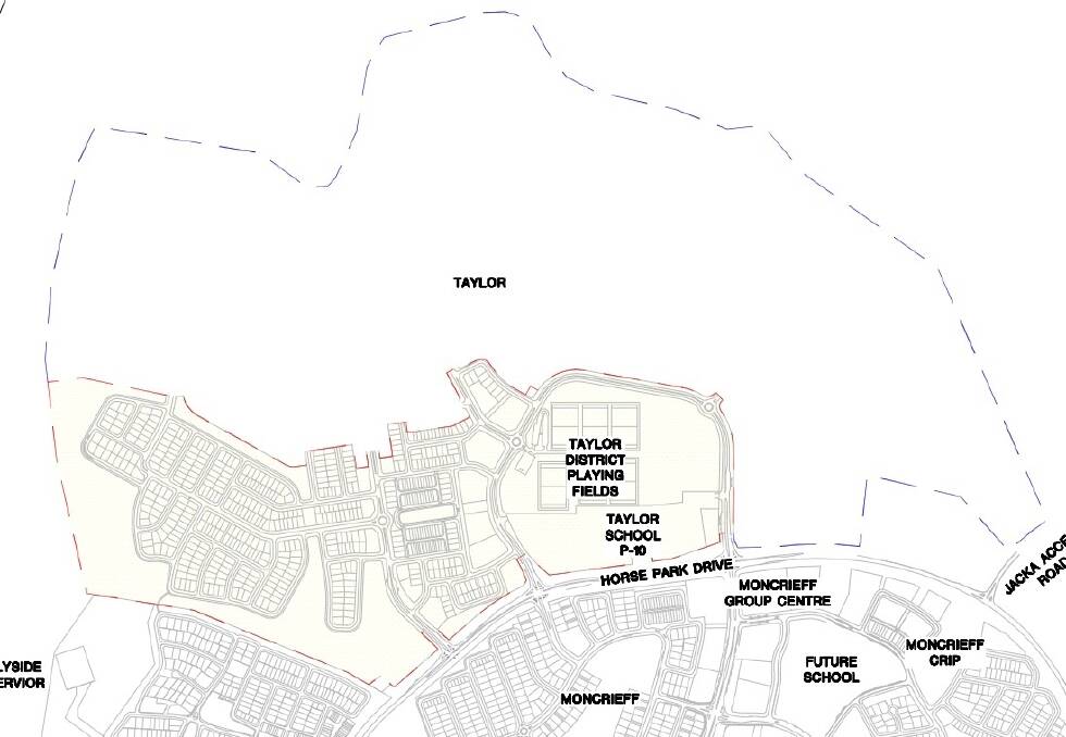 A map of the proposed Taylor 1 development, bordered in red. Photo: Supplied