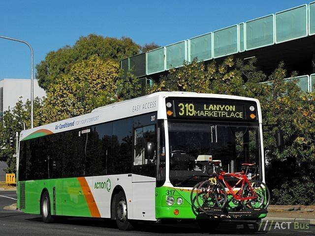 A bike rack on an ACTION bus, but what are you allowed to carry on the inside? Photo: ACT Bus
