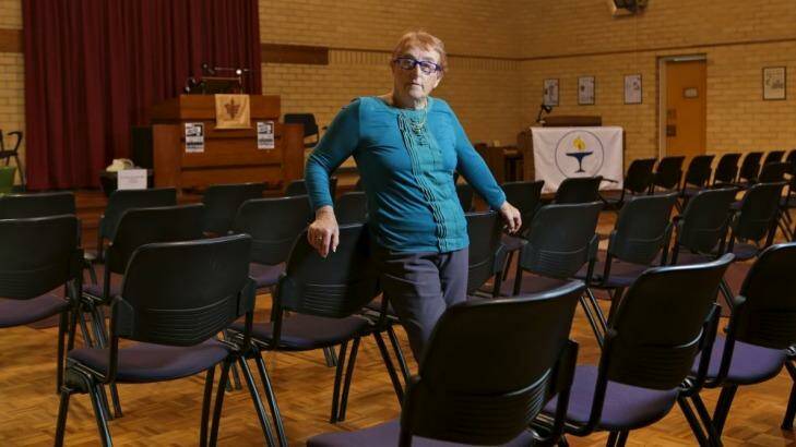 Hon Secretary Marion Harper in the Melbourne Unitarian church in East Melbourne.  Photo: Wayne Taylor