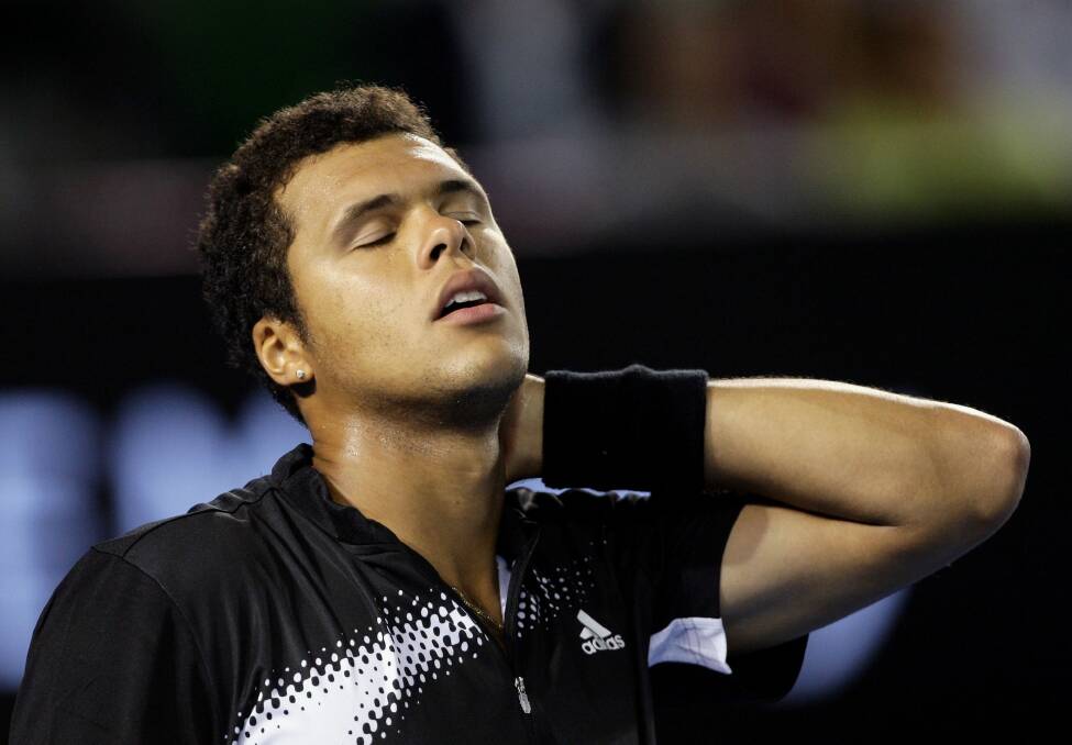 Jo-Wilfried Tsonga reacts after a point during the men's final against Novak Djokovic on January 27, 2008. Photo: Getty Images