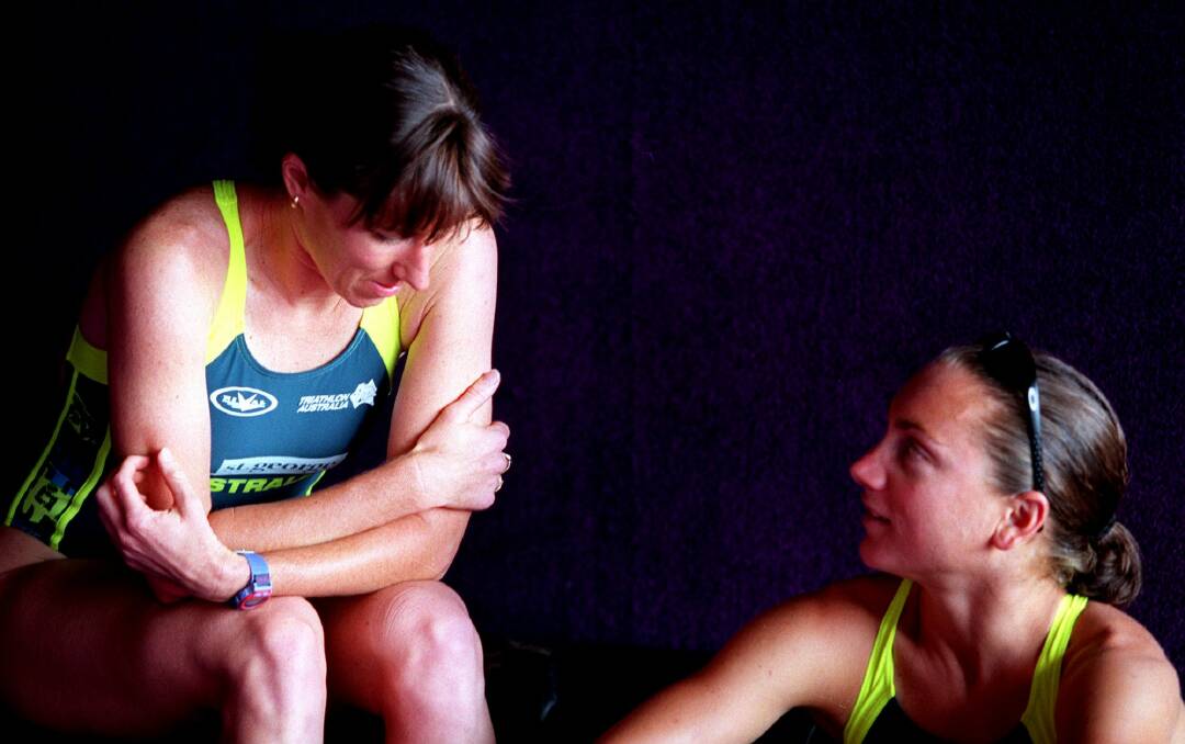 Rivals and then friends: Champion triathletes Jackie Fairweather (nee Gallagher) and Emma Carney.