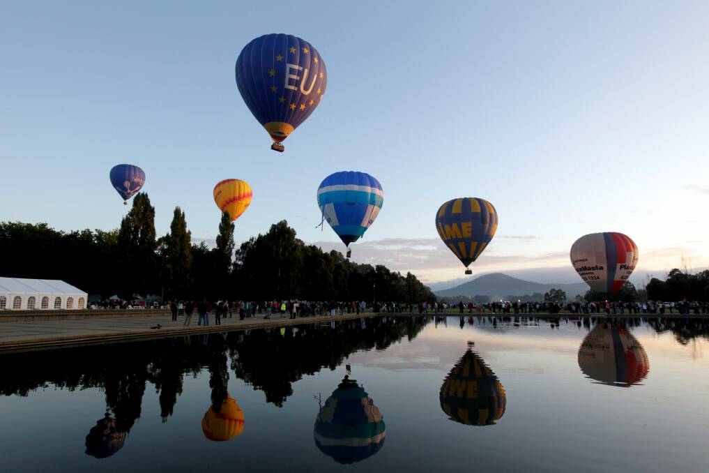 The Canberra Balloon Spectacular starts on Saturday morning, launched from the lawns of Old Parliament House. Photo: Alex Ellinghausen