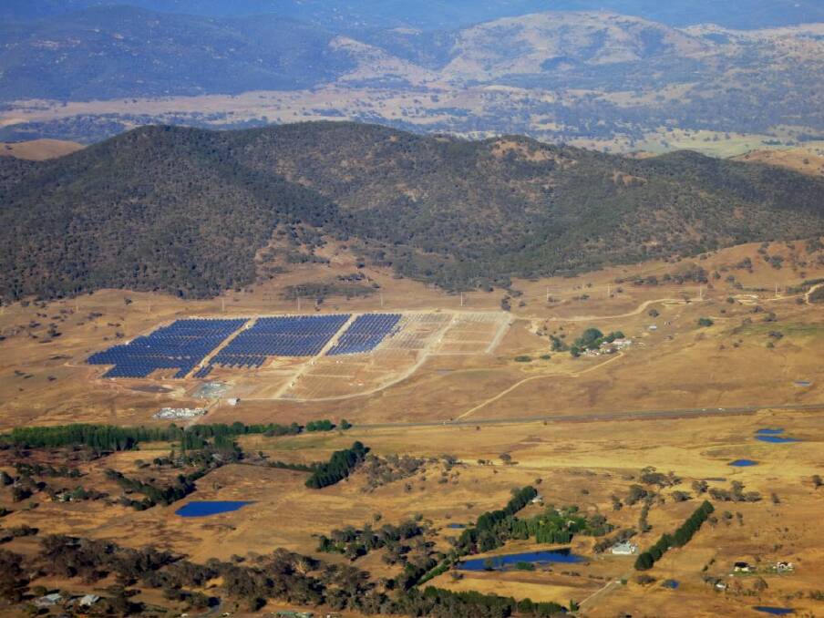 The Royalla solar farm on a farm property near Tuggeranong now for sale. Photo: Photo supplied by FRV