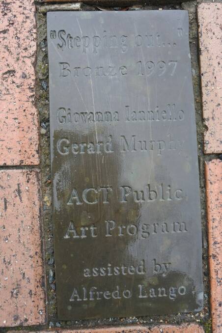 A plaque is all that is left of the stolen artwork. Photo: Megan Doherty