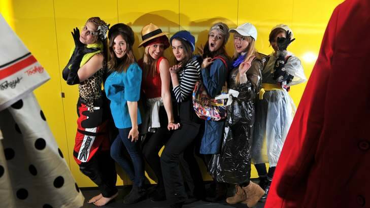 Barbara Kors, Shannon Ramsay, Hayley O'Neill, Sarah Vaughan, Courtney Martin-Moores, Eleanor Butcher and Ellen Hodgson showing off some outfits from the "Help From The Underground" fashion show. Photo: Graham Tidy