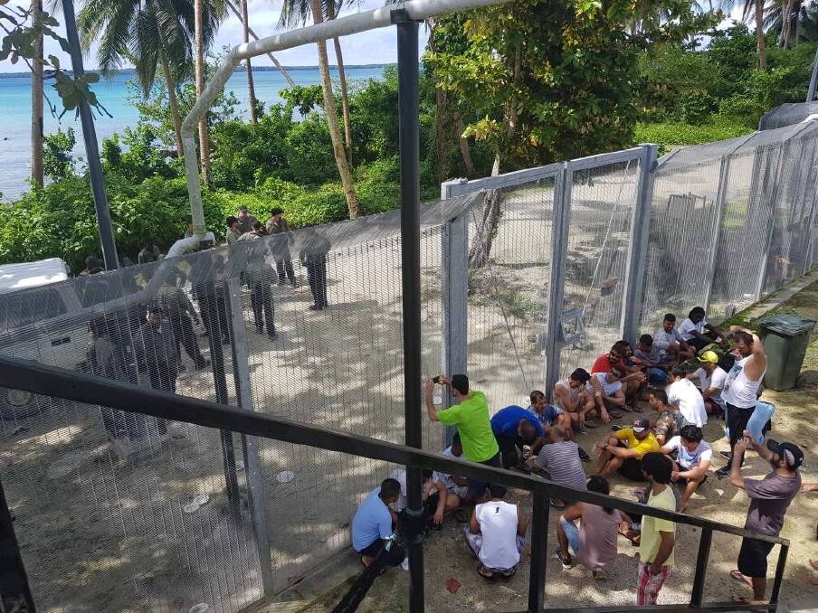 Refugees at the Manus Island regional processing centre protesting earlier this month.  Photo: Supplied