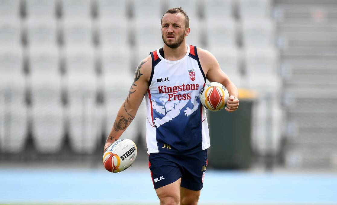 Josh Hodgson of England is seen at training ahead of the Rugby League World Cup at Lakeside Stadium in Melbourne, Tuesday, October 24, 2017. Photo: AAP