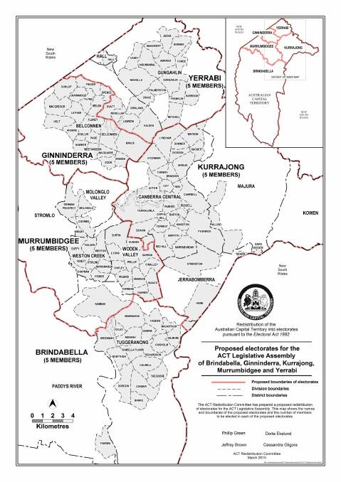 The proposed 2015 redistribution of ACT electoral boundaries