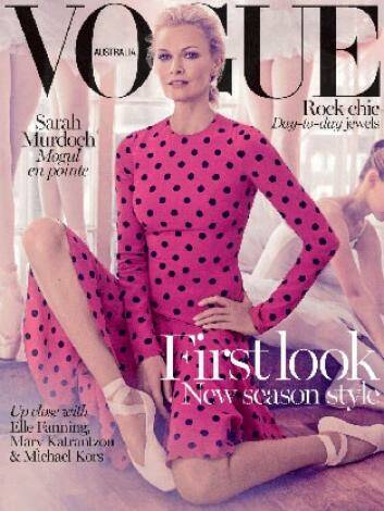 Sarah Murdoch graces the cover of Vogue for a record-breaking 11th time. Photo: Vogue.com.au