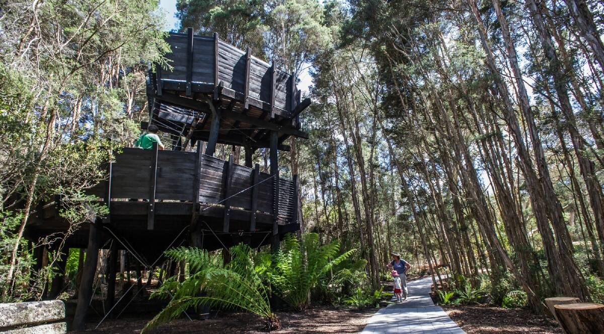 A two-storey treehouse has opened at the Australian National Botanical Gardens.  Photo: Karleen Minney