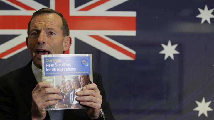 Tony Abbott in election campaign mode in the lead-up to the federal election last year. Photo: Alex Ellinghausen
